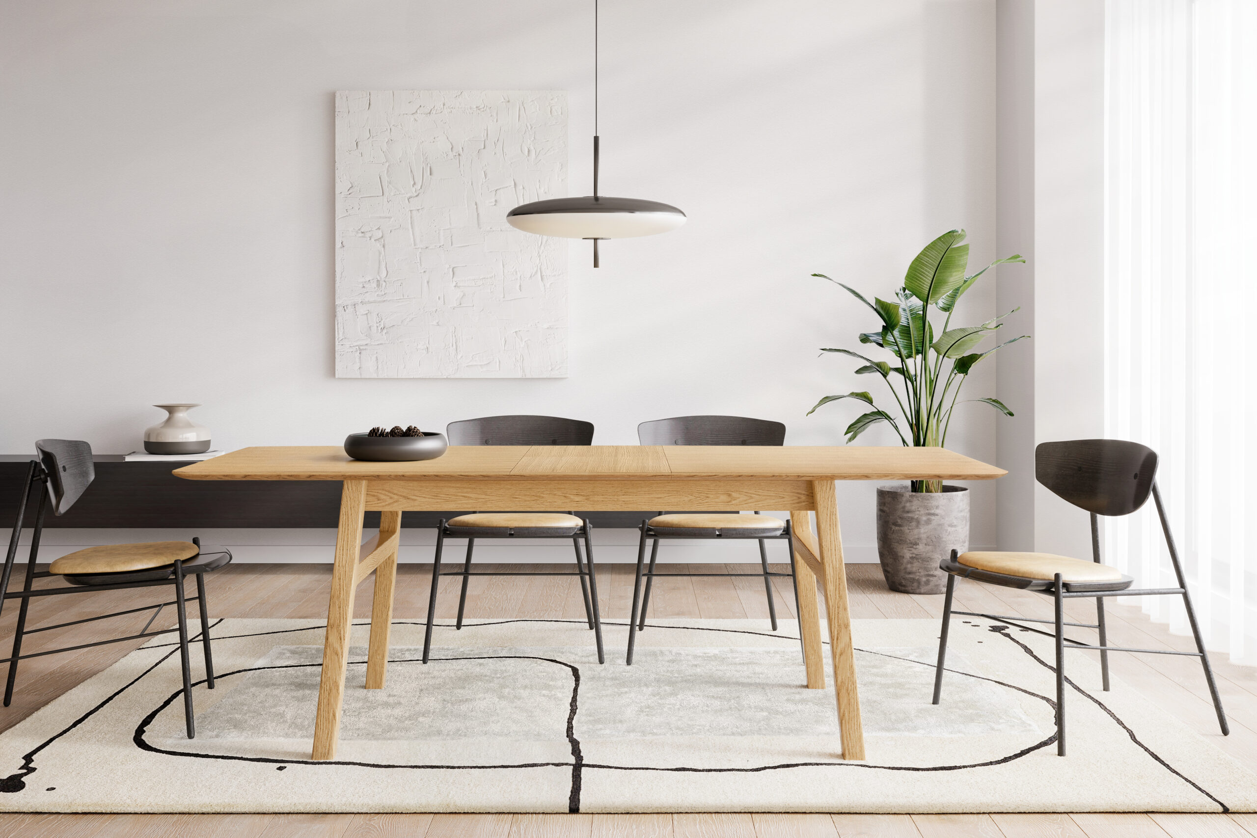 Curved Butterfly Extending Dining Table Oak roomset 2 Söögilaud Curved, pikendatav - Pilt 3