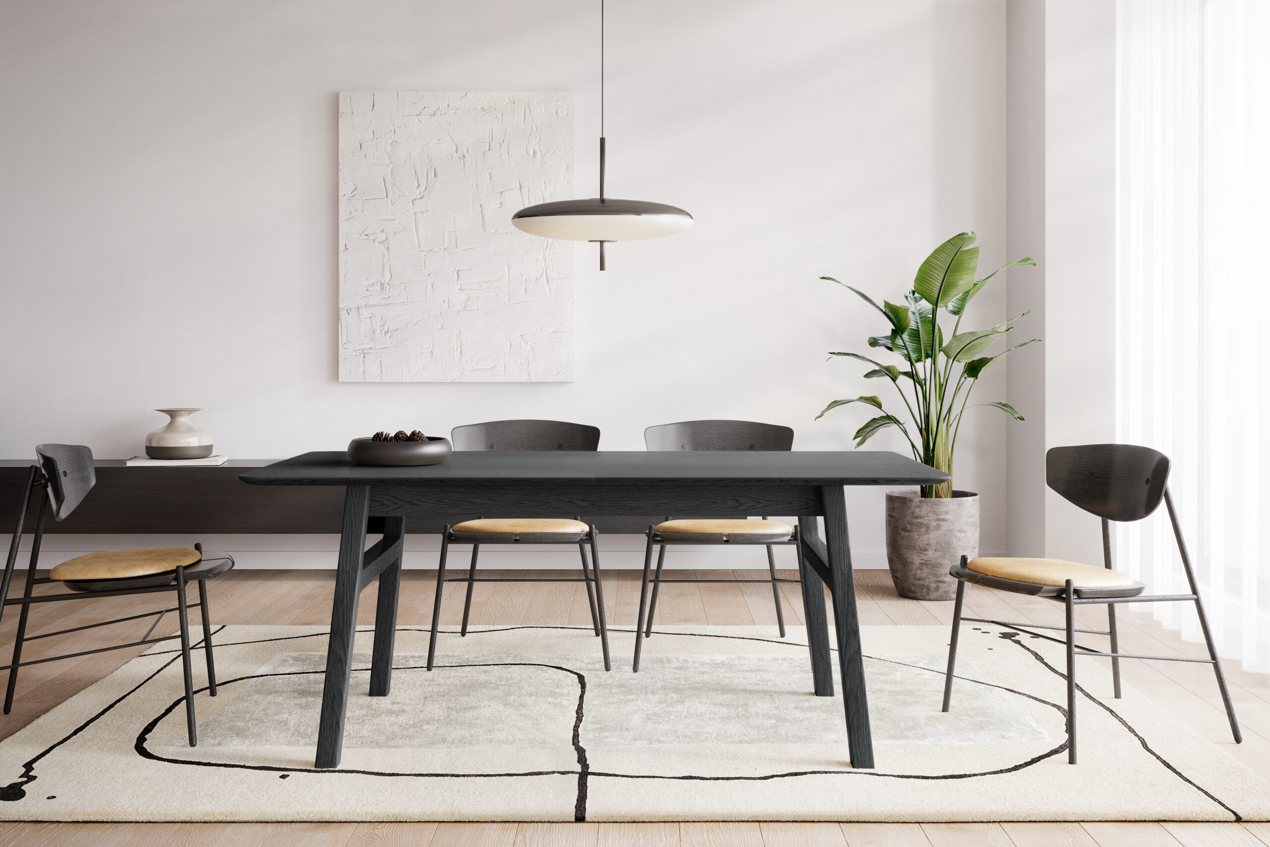 Curved Butterfly Extending Dining Table OakBlack roomset 3 Söögilaud Curved, pikendatav - Pilt 5