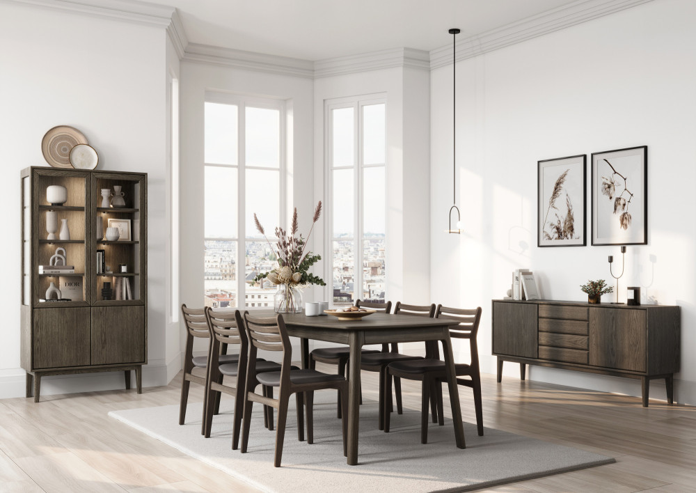 Broholm-set-wooden-doors-smoked-703-dining-anne CASØ Broholm klaaskülgedega vitriinkapp, puidust ustega - Pilt 8