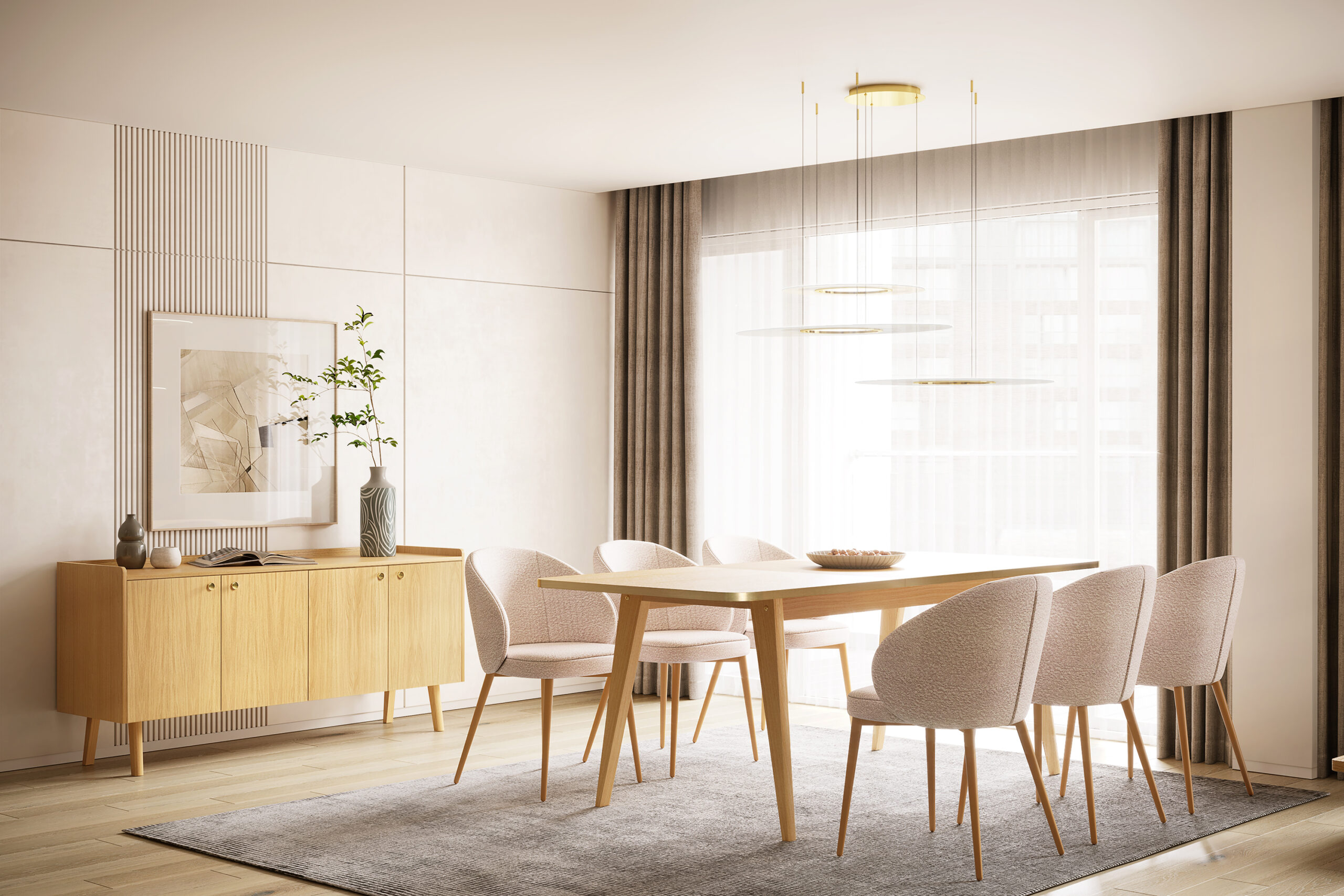 Nice dining table and sideboard roomset Nice (pikendatav) söögilaud – hele tamm - Pilt 1